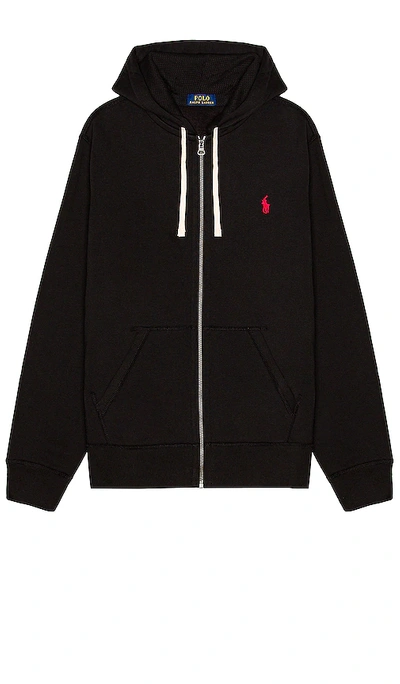 Polo Ralph Lauren Fleece Full-zip Hoodie In Black/red