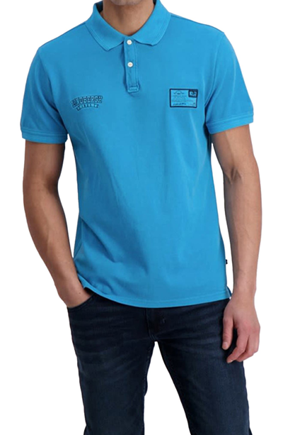 Lindbergh Solid Short Sleeve Polo In Bright Blue