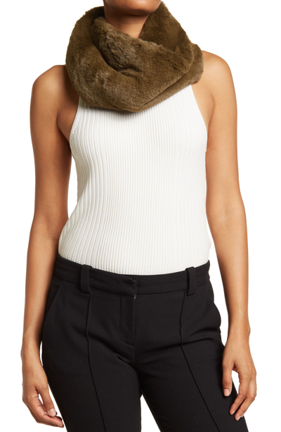 La Fiorentina Faux Fur Infinity Scarf In Olive