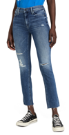 Mother The Dazzler Mid Rise Ankle Straight Jeans In Weekend Warrior In Weekend Warrior