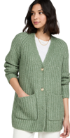 Vince Ribbed-knit Alpaca Wool-blend Cardigan In Jadeite
