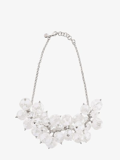 Mm6 Maison Margiela Bead-embellished Chain Necklace In White