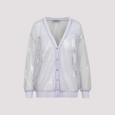 Prada Sequinned Button-up Cardigan In Lilla