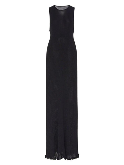 Marina Moscone Plissé Maxi Dress In Black