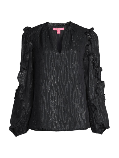 Lilly Pulitzer Ardith Silk Top In Onyx