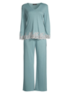 Natori Luxe Shangri-la Tencel&trade; Long Sleeve Pajamas Set In Heather Stone Blue