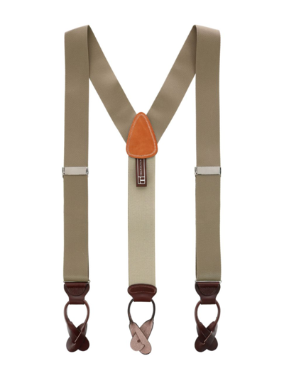 Trafalgar Hudson Nylon Button End Suspenders In Dark Khaki