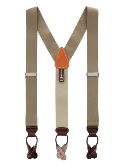 Trafalgar Men's Hudson Textured Silk Suspender Braces In Dark Khaki