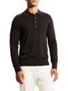 Theory Regal Wool Long Sleeve Polo Shirt In Mink/melange