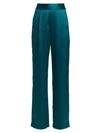 The Sei Pleated Wide-leg Silk Trousers In Turquoise
