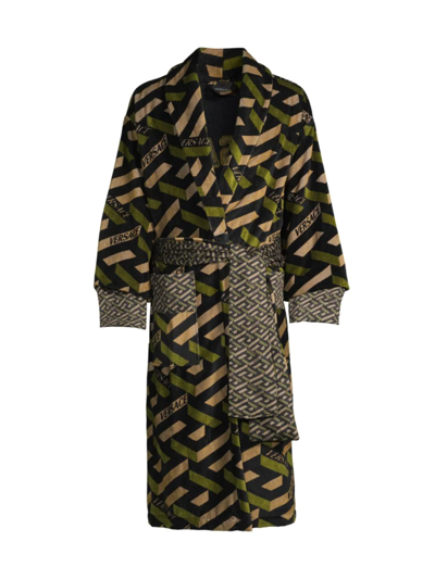 Versace Cotton Bath Robe In Khaki