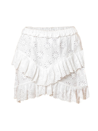 Shoshanna Daisy Eyelet Ruffled Swim Cover Up Mini Skirt In White
