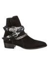 Amiri Man's Chain-link Detail Ankle Boots In Black Suede In Black