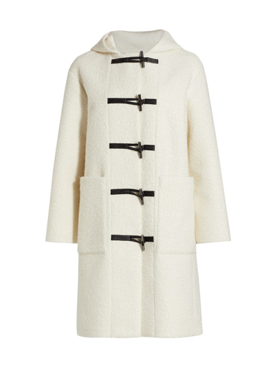 Theory Dawson Hooded Long Duffle Coat In Ivory