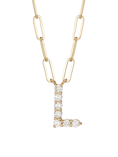 Saks Fifth Avenue Women's 14k Yellow Gold & 0.40 Tcw Diamond Large Initial Pendant Necklace In Initial L
