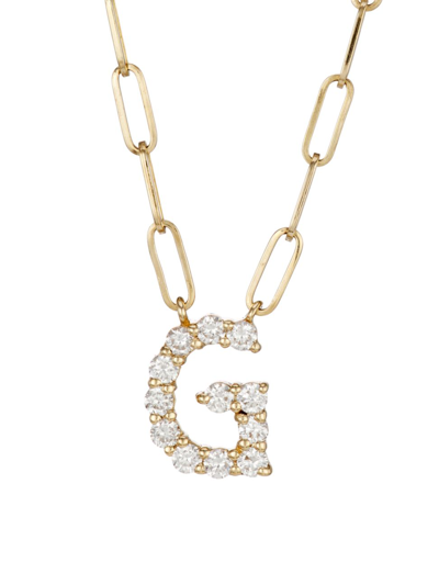Saks Fifth Avenue Women's 14k Yellow Gold & 0.40 Tcw Diamond Large Initial Pendant Necklace In Initial G