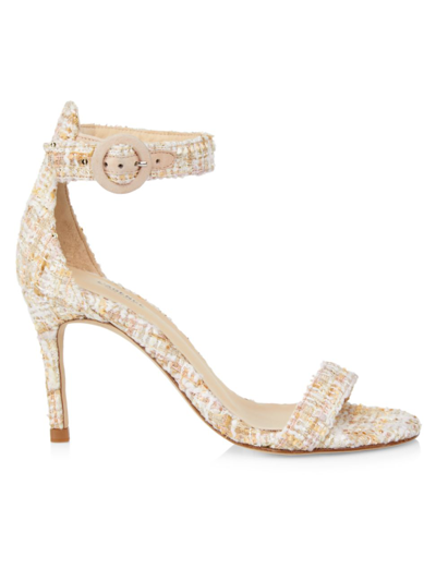 L Agence Gisele Metallic Snake-embossed Leather Sandals In Natural