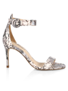 L Agence Gisele Metallic Snake-embossed Leather Sandals In Silver