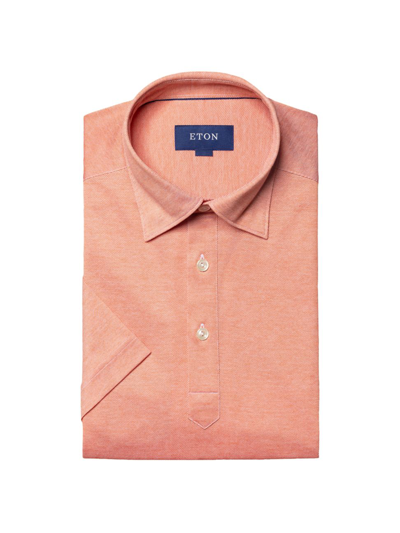Eton Contemporary Fit Short Sleeve Pique Polo In Orange