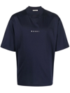 Marni Logo-print Short-sleeved T-shirt In Dark Blue