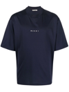 Marni Logo-print Short-sleeved T-shirt In Blau