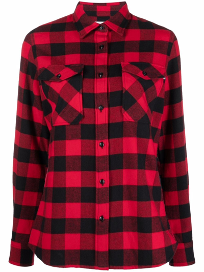 Woolrich Pemberton Buffalo Shirt Blouse Rosso-nero Cotton Woman In Red Black Buffalo