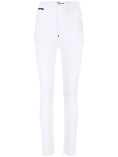 Philipp Plein High Waisted Jeggings In White