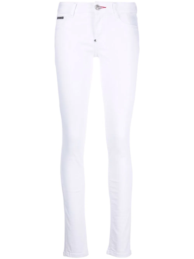 Philipp Plein Logo-patch Detail Jeggings In Weiss