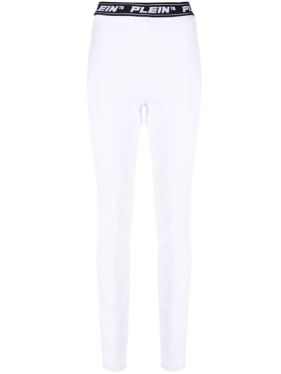 Philipp Plein Logo-waistband Leggings In Weiss