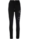 Philipp Plein Logo-embellished High-waisted Skinny Jeans In Schwarz