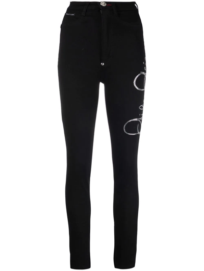 PHILIPP PLEIN LOGO-PRINT JEGGINGS