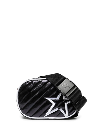 Perfect Moment Star Faux Patent Bum Bag In Black Hp Foil