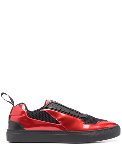 Ferrari Layered Laminated-effect Sneakers In Rot