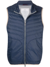 Brunello Cucinelli Quilted-finish Down Gilet In Blue