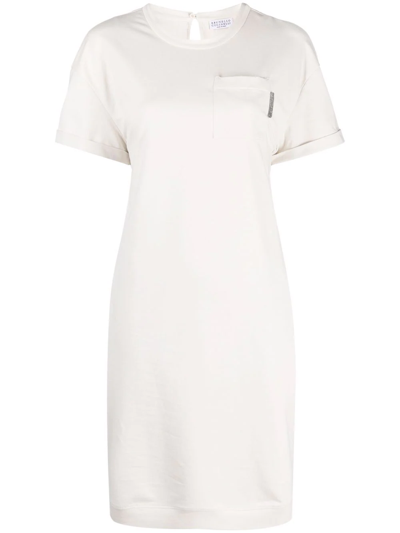 Brunello Cucinelli Short-sleeve T-shirt Dress In Oat