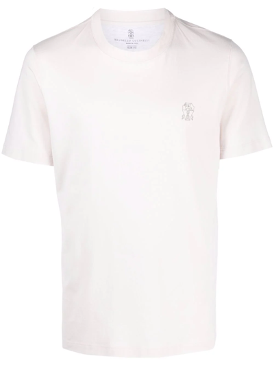 Brunello Cucinelli Embroidered Motif T-shirt In Rosa