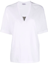 Brunello Cucinelli Monili Chain-embellished T-shirt In Weiss