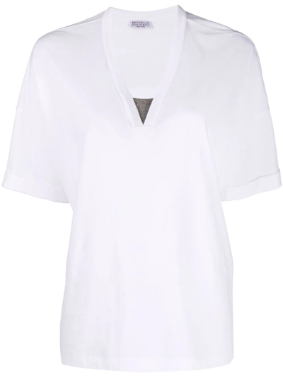 Brunello Cucinelli Monili Chain-embellished T-shirt In White