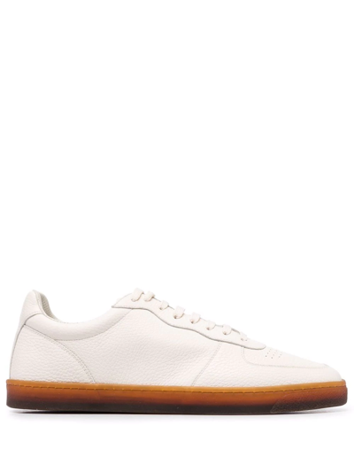 Brunello Cucinelli Full-grain Leather Lace-up Sneakers In White