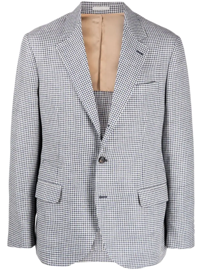 Brunello Cucinelli Houndstooth Single-breasted Blazer In Gray