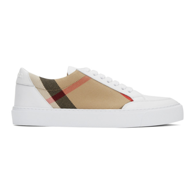 Burberry White Check Arthur Sneakers In Beige