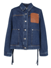 Loewe Leather-trimmed Two-tone Denim Jacket In Blue