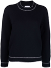 BARRIE CONTRASTING-STITCH JUMPER