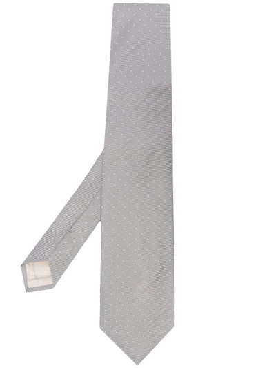 D4.0 Textured Silk Tie In Grau