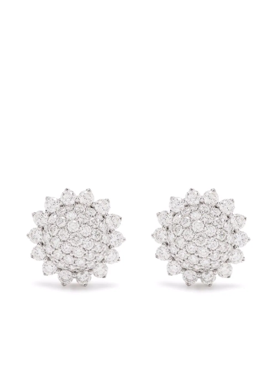 Leo Pizzo 18kt White Gold Aurora Diamond Earrings In Silber