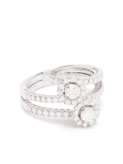 Leo Pizzo 18kt White Gold Crops Diamond Ring In Silber