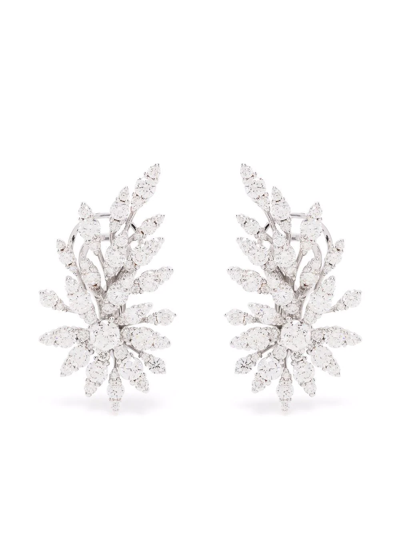 Leo Pizzo 18kt White Gold Flame Diamond Earrings In Silber