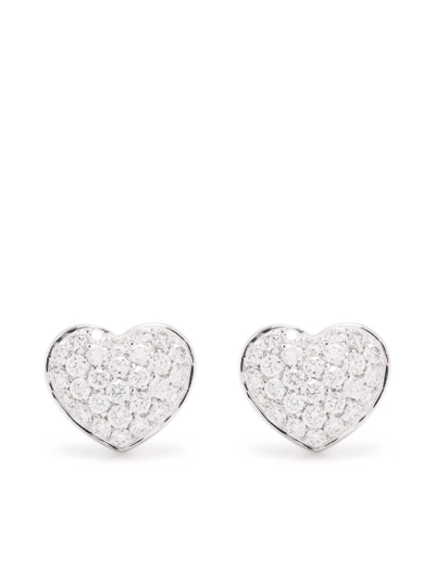 Leo Pizzo 18kt White Gold Amore Diamond Stud Earrings In Silber