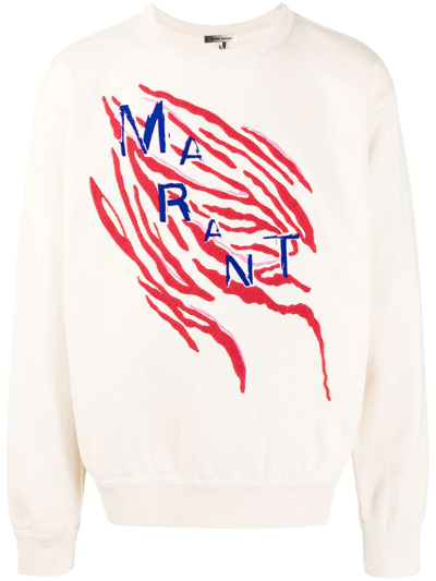 Isabel Marant Logo-print Cotton Sweatshirt In 23ec Ecru