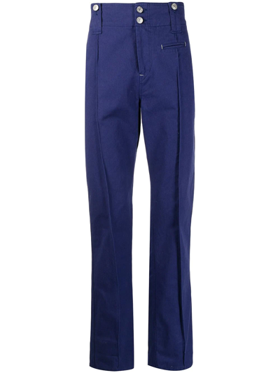 Isabel Marant Pressed-crease Cotton Straight Trousers In Blau